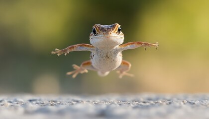 Gecko in Mid-Air Leap