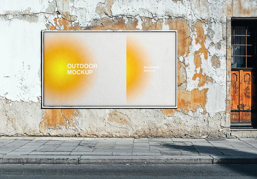 Scraped Wall Outdoor Billboard Mockup WIth Generative AI