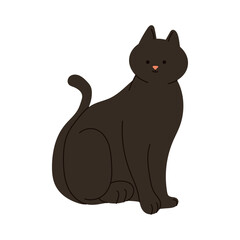 Flat Cartoon Black Cat