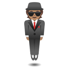 Man in Suit Levitating Emoji: Medium Skin Tone, Brown Hair  