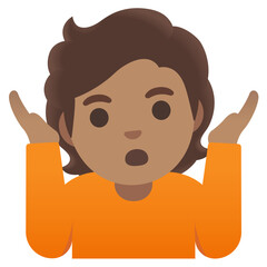 Shrugging Emoji with Curly Hair and Orange Shirt
