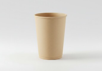 Single use paper cup on a plain white surface 