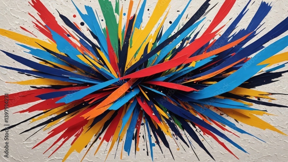 Aufkleber vibrant explosion of multicolored paint strokes creating a dynamic abstract composition