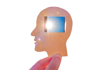Creative Concept of Mindfulness With Paper Head Silhouette and Sunlight