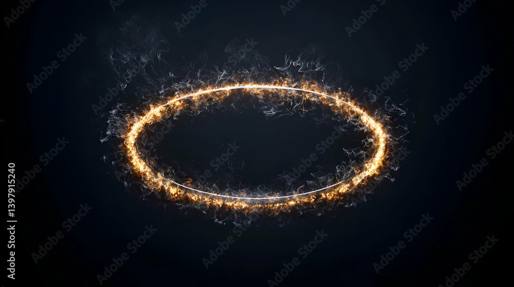 Poster abstract oval frame with sparkling particles