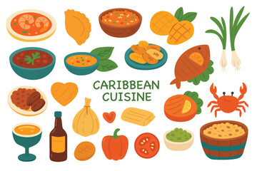 Traditional Caribbean cuisine and tropical ingredients.