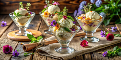 Fototapeta premium Sobremesa Ice Cream Delight A Sweet Culinary Moment