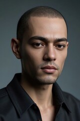 Obraz premium arafed man with a black shirt and a tie looking at the camera