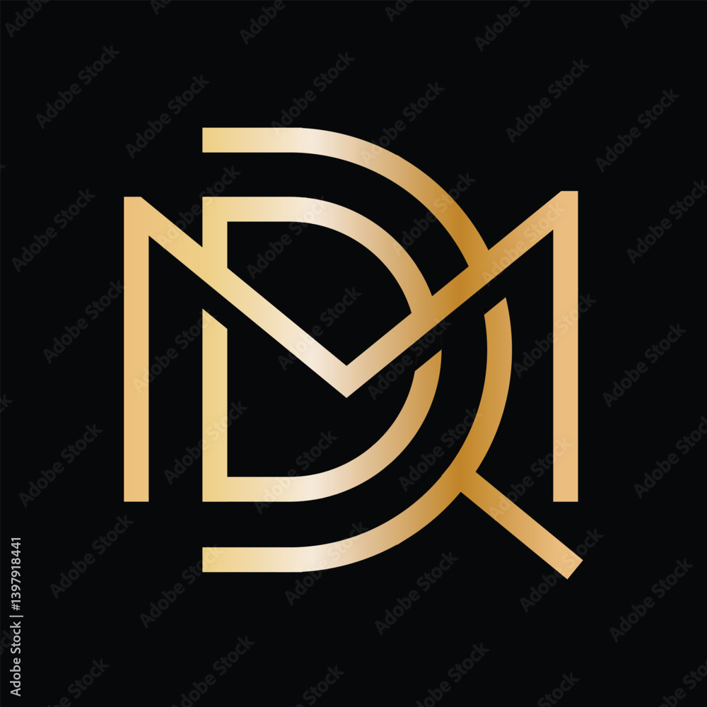 Poster this is a monogram design of initial mdr in gold color on a black background that looks expensive an