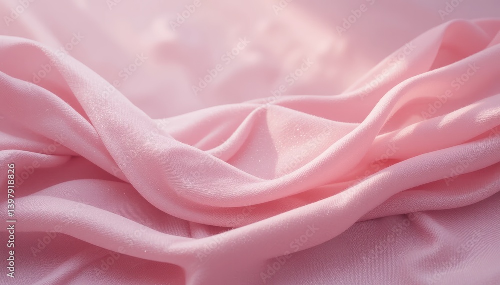 Poster smoothing and draping soft pink fabric studio setting textile imagery elegant environment close-up v