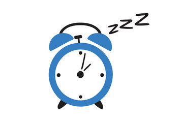 blue alarm clock. sleep time concept icon. Table clock night time. Hand drawn doodle alarm