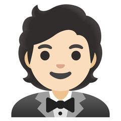 Man in Tuxedo: Curly Hair Emoji
