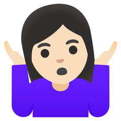 Person Shrugging Emoji: Light Skin Tone (Purple Shirt)
