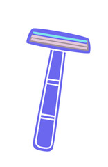 Disposable plastic razor. Personal hygiene items. vector clip art isolated on transparent background.