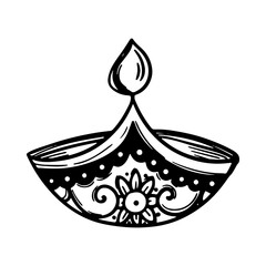 Hand-Drawn Diya Lamp Vector for Diwali Festival

