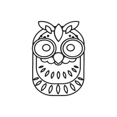 Black and White Tribal Owl Vector Illustration