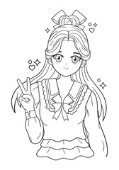 Hand drawn anime coloring pages