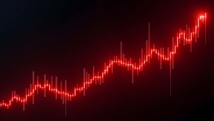 Stock market chart with heartbeat-style lines showing financial data and digital growth