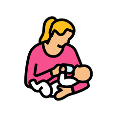 baby feeding child care nurse color icon vector illustration