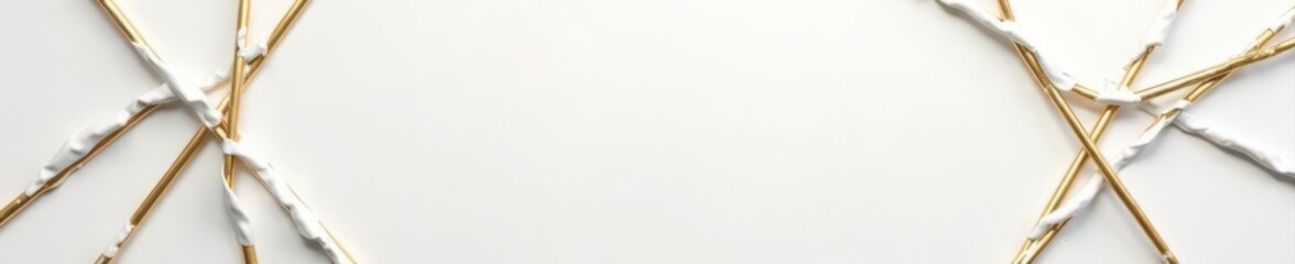 Abstract geometric pattern, gold accents on white wall, home office, lines