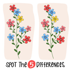 Spot The Difference Flower Puzzle Game for Kids and Adults