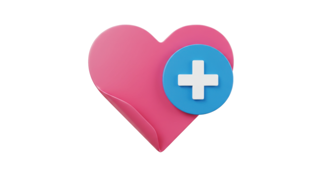 Isolated Heart with Plus Sign