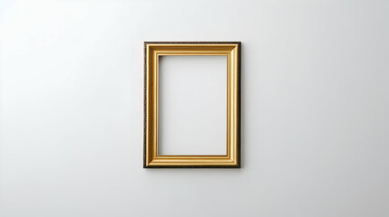 Gold Wooden Picture Frame Against White Background