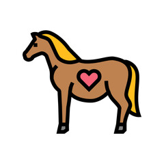 pregnant mare horse breeding color icon vector illustration