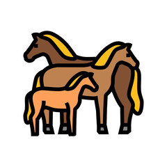family horse breeding color icon vector illustration