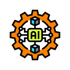 artificial intelligence ai gear industry 5 color icon vector illustration