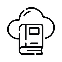 A handy icon of cloud book designed in line style