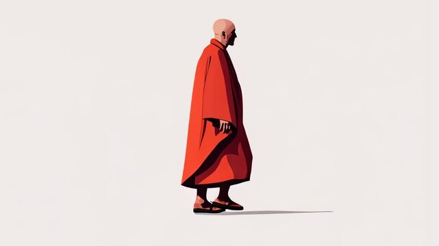 Serene Monk Meditation in Sacred Monastery Robe Embodying Spiritual Enlightenment and Devotion