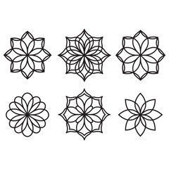 Mandala Design Vector, Black Silhouette Mandala Design