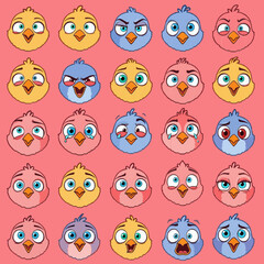 Fototapeta premium seamless pattern with ANGRY bird face emojis