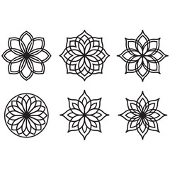 Mandala Design Vector, Black Silhouette Mandala Design