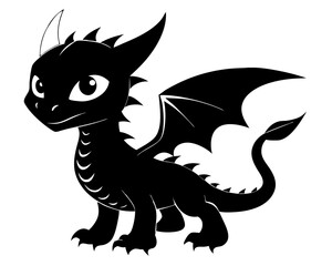 Baby Dragon Silhouette Vector Design, Baby Dragon SVG, Baby Dragon Icon