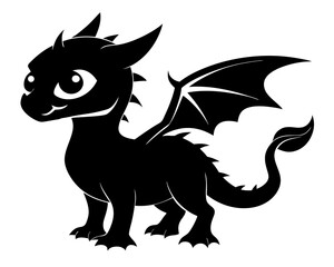 Baby Dragon Silhouette Vector Design, Baby Dragon SVG, Baby Dragon Icon