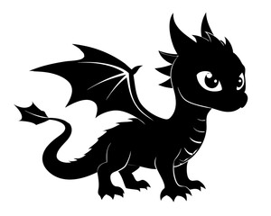 Baby Dragon Silhouette Vector Design, Baby Dragon SVG, Baby Dragon Icon