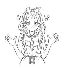 Hand drawn anime coloring page