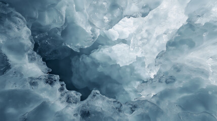 Obraz premium Close-up view of ice cave with jagged edges and frosty textures