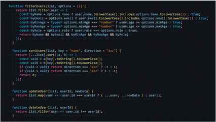 Code, javascript web programming source code. Abstract code background, Java code of web page vector illustration