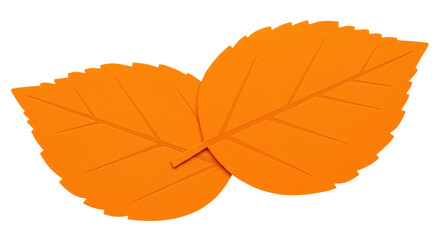 Isolated Pair of Orange Autumn Leaves