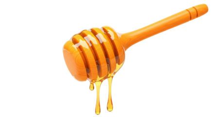 Isolated Honey Dipper with Dripping Honey