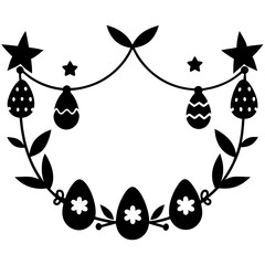 "Easter Garland Outline - Generative AI Vector & Line Art Design for Print"
