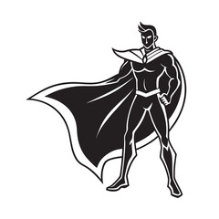 Man in cape standing heroically silhouette