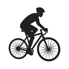 Cyclist riding bike in motion silhouette