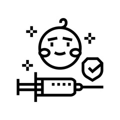 vaccination child care nurse line icon vector illustration
