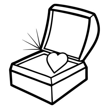 heart-shaped gem in open jewelry box clip art preview