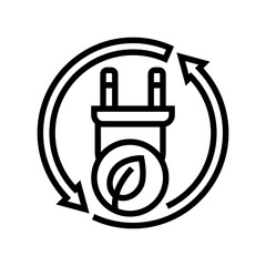 renewable energy plug sustainability line icon vector illustration