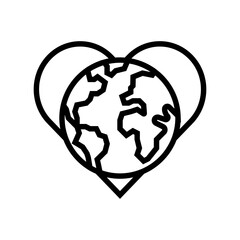 earth heart eco conscious line icon vector illustration